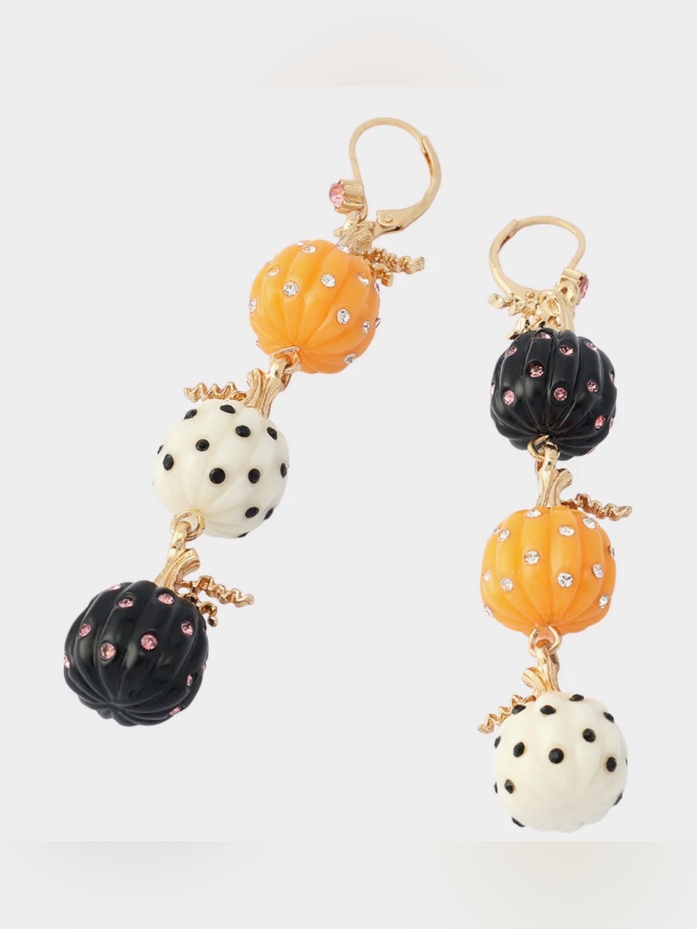 BETSEY JOHNSON PUMPKIN LINEAR DROP EARRINGS - NWT